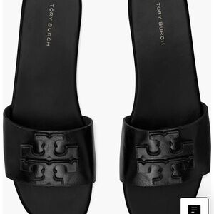 Tory Burch Women's Ines Leather Flat Slide, Black, 6